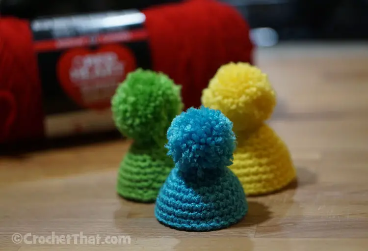 Tiny Crochet Hats to Decorate Plastic Easter Eggs, Making Pom Poms